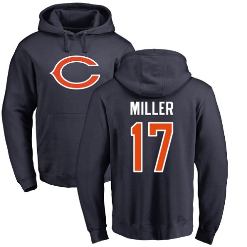 Chicago Bears Men Navy Blue Anthony Miller Name and Number Logo NFL Football #17 Pullover Hoodie Sweatshirts